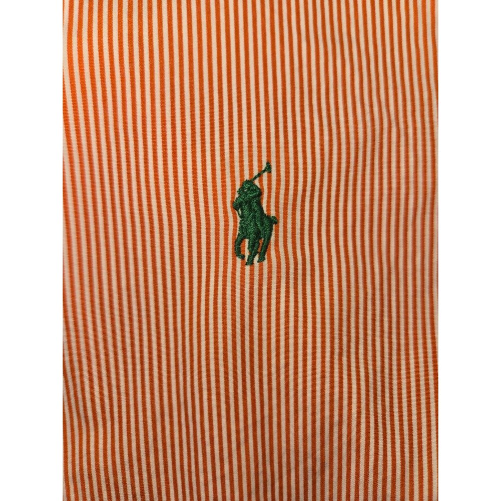 Ralph Lauren Mens Orange Striped Shirt Medium - Picture 6 of 7